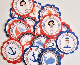 Nautical Thank You Tags for Favors Birthday, Thank You Tags