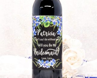 Violet Wine Labels Bridesmaid, Bridesmaid Labels, Floral Will you Be My Bridesmaid Honor Stickers