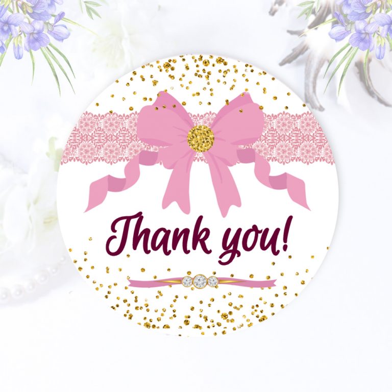 Thank You Girl Baby Favor Labels - Party Decor